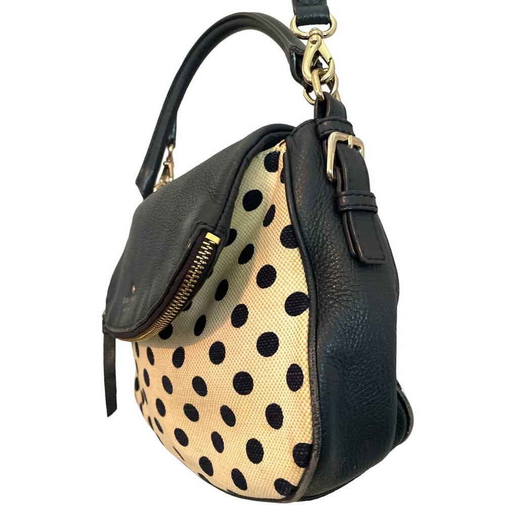 Kate Spade NY Navy Polka Dot Cobble Hill Canvas & Leather Devin Convertible Bag - Picture 4 of 10